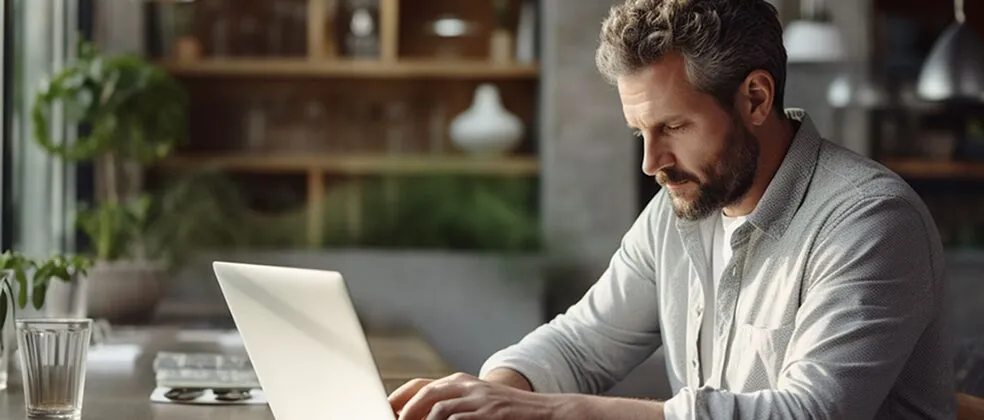 Man working on a laptop