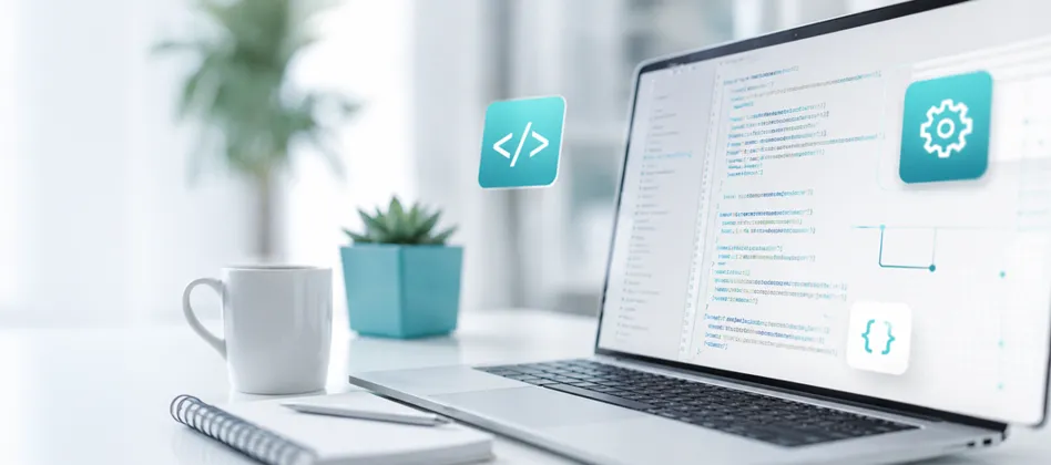 Development and programming at a laptop